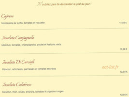 La Roche Mathieu menu