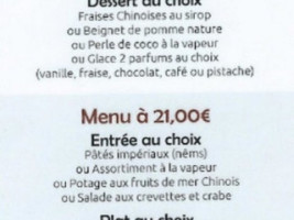 Nouvelle Etoile menu