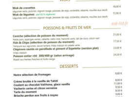 Brasserie Basile menu