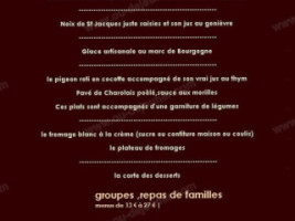 Le Dompierrois menu