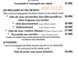 L'auberge Lac Genin menu