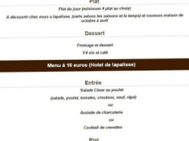 Hôtel De France menu