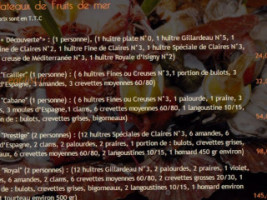 La Cabane De L'ecailler menu