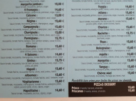 Juju Pizza menu