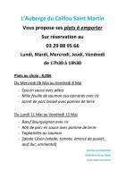 Auberge Du Caillou Saint Martin menu