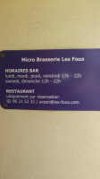 Les Fous menu