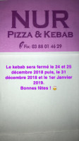 Nur Pizza Kebab menu