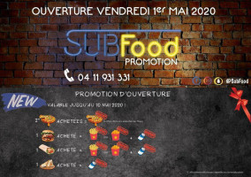 Subfood à Fabrègues menu