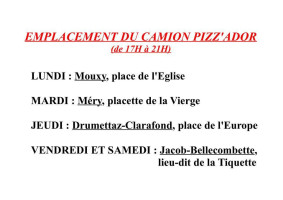 Pizzas Pizz'ador a Mouxy menu