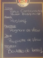 Le Perce Neige menu