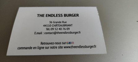 The Endless Burger menu