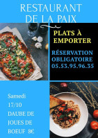 Cafe Restaurant De La Paix menu