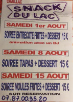 Foodtruck Chez Max Le Snack Du Lac Chaillac menu