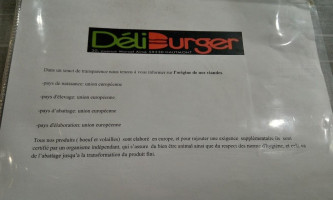 Deliburger menu