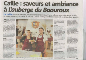 Auberge Du Baou Roux menu