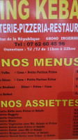 King Kebab menu