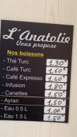 L'Anatolie menu