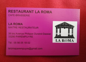 Restaurant La Roma menu