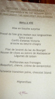 Les Oliviers menu