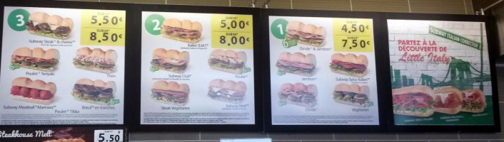 Subway menu