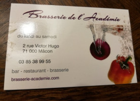 Brasserie de L'academie menu