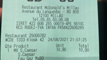 Mcdonald's menu