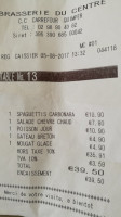 Brasserie Du Centre menu