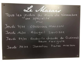 Le Marais menu