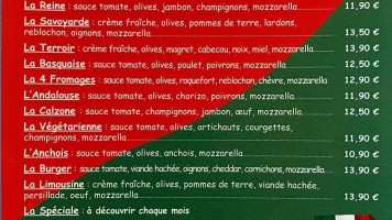 Chez Calou Pizzas menu