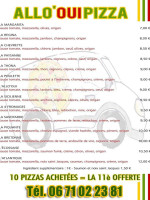 Allo'oui Pizza menu