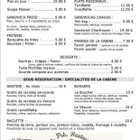 La Cabine menu
